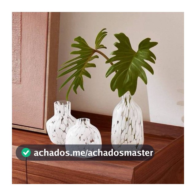 Kit 3 Mini Vasos em Vidro Branco Decorativo Mart Collection