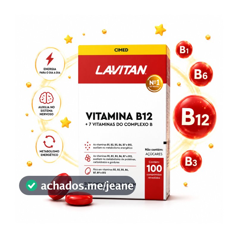 Lavitan Vitamina B12 Complexo B Metilcobalamina 100 Comprimidos Suplemento