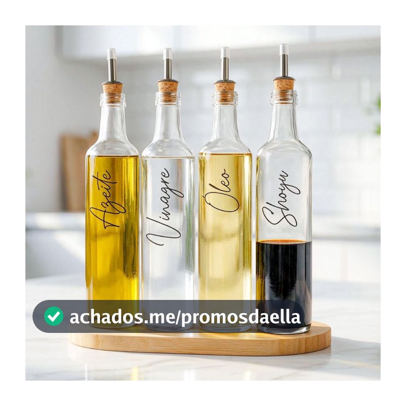Galheteiros de Vidro 525ml com Bico Dosador Cortiça para Azeite, Vinagre, Óleo, Shoyu e Pimenta / Variações e Kit