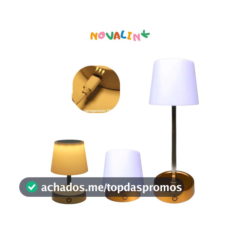 Abajur Recarregável Touch Luminária Retrátil em Aço com Luz de Led Branco Quente Ajustável-USB
