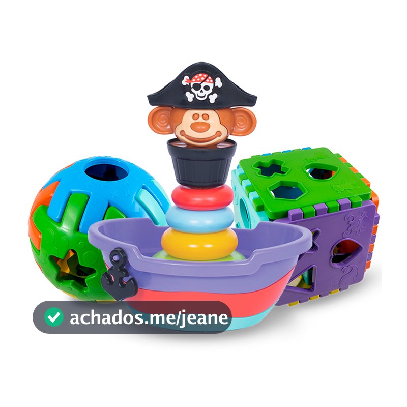 Brinquedos Educativos 1 ano Bebê Menino e Menina - Baby Pirata + Cubo + Bola