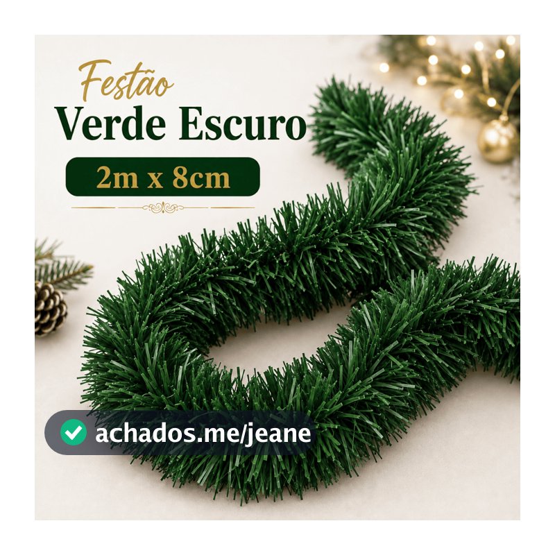 Kit 10 Peças Festão Verde Enfeite De Natal 2m Decoração 8CM