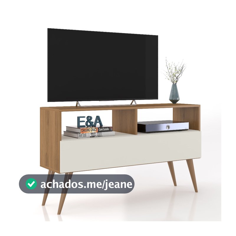 Rack Bancada E&A Tv 43 Pol. Sala Com Pes Retro 1 Gaveteiro - Cor