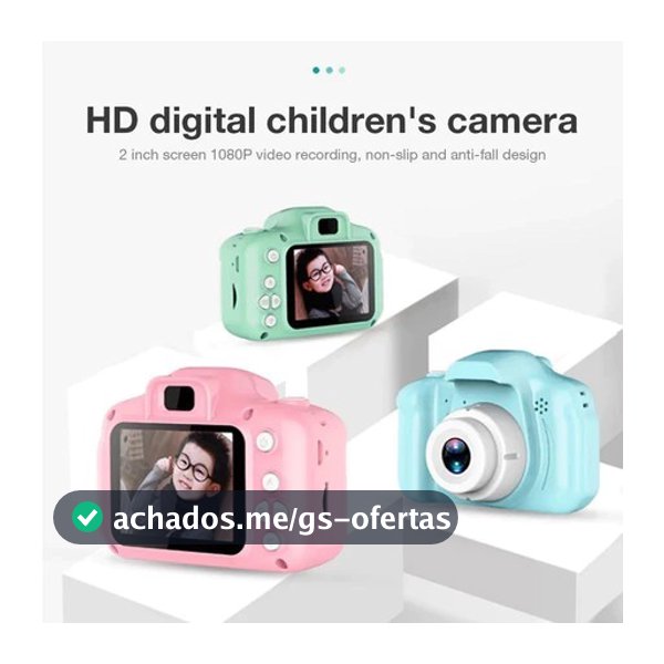Mini-câmera digital de 2 polegadas com tela HD recarregável para crianças Brinquedos fotográficos fofos