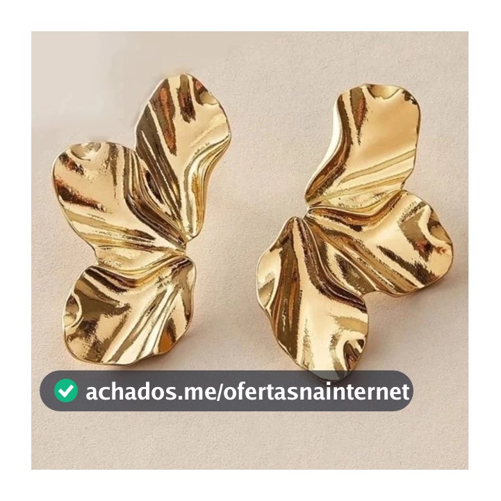 Brinco Meia Pétala Orgânico Feminino Folheado Ouro e Prata Elegante