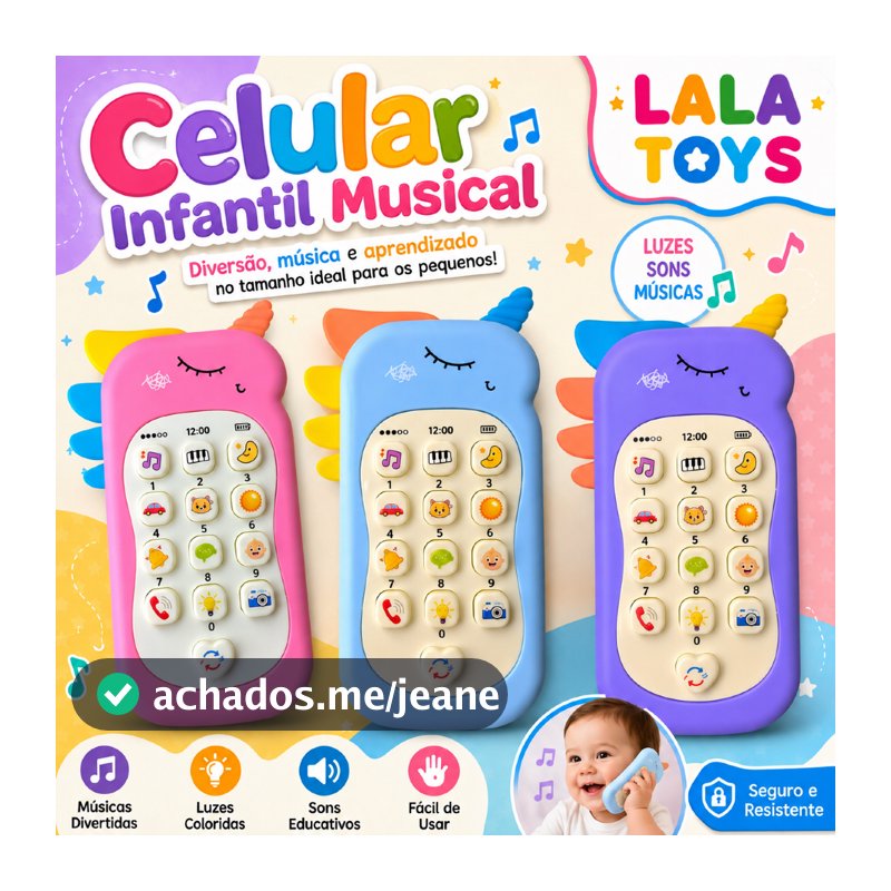Celular Infantil Telefone Interativo Musical Unicórnio Bebê ou celular Dinossauro