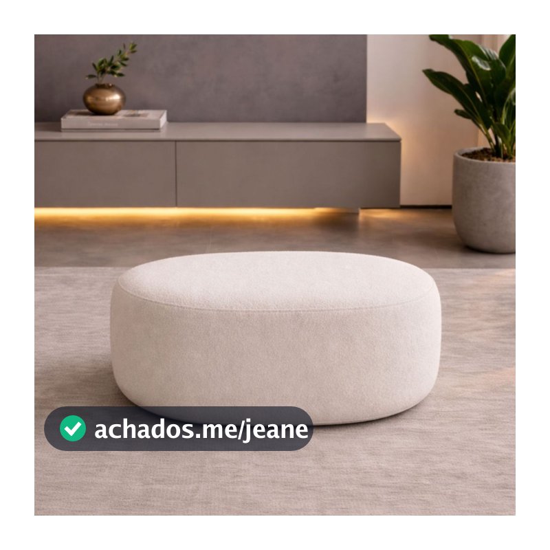 Puff Milão Grande 80x64 Plus Orgânico Decorativo Estofado Bouclé Linho Corino Puff Sala Quarto Assento Moderno