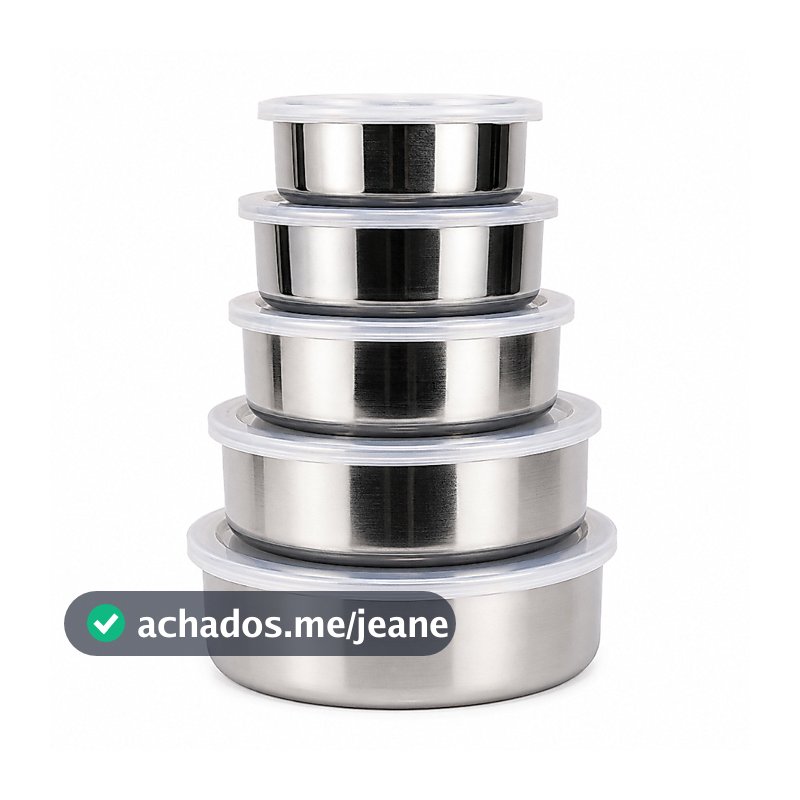 Jogo de Potes Inox com Tampa Vedação Hermética – Conserva Alimentos