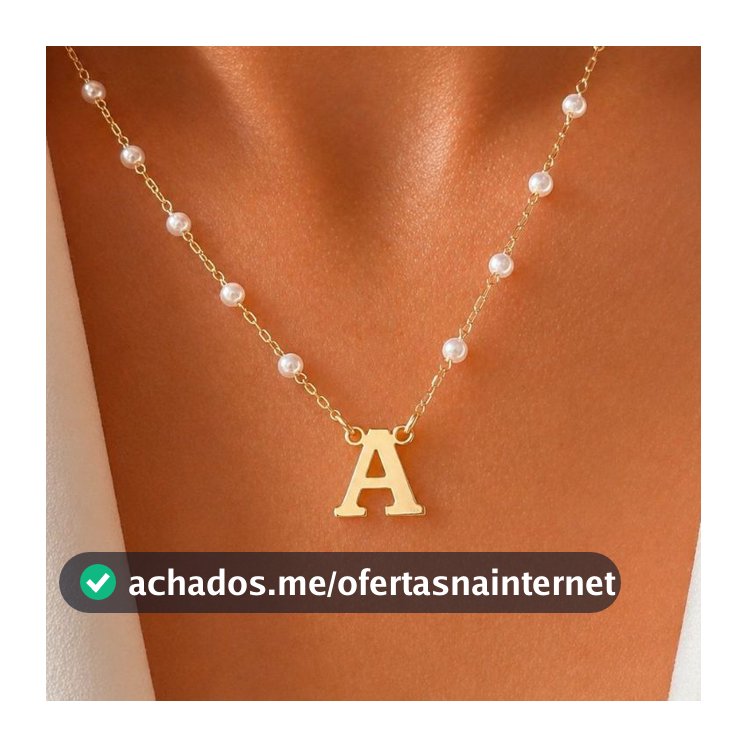 Colar Letra Inicial com Pérolas Banhado a Ouro 18K Personalizado Feminino Delicado Elegante