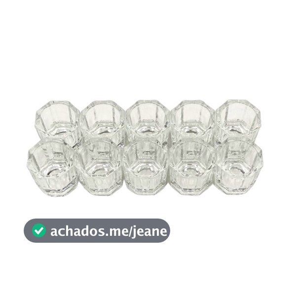 Kit 5/10 Copo Dappen Vidro Uv Mistura Pó Liquido Monomer Acrilico