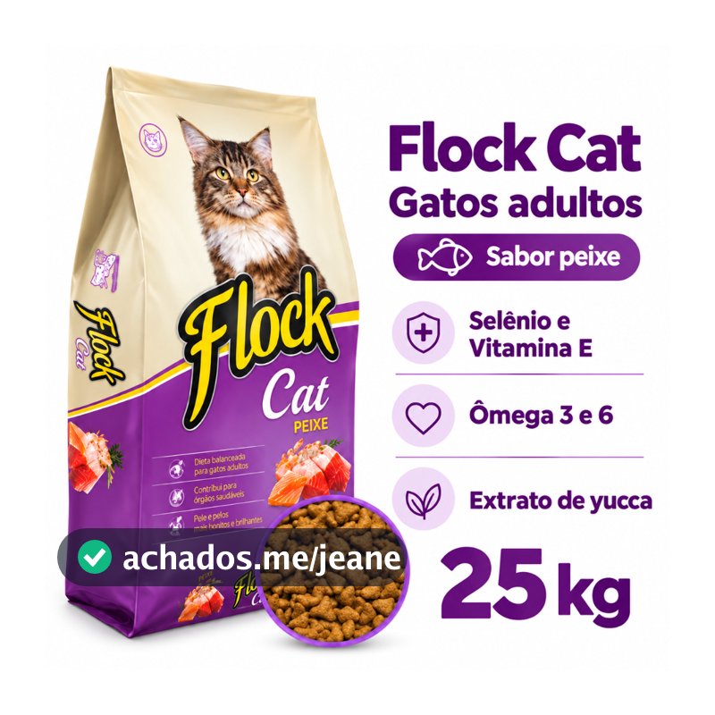 Ração Flock Cat Gatos Adultos peixe - 25kg