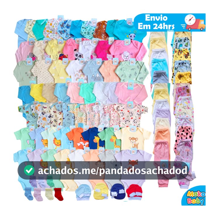 Kit Enxoval 36 Peças Completo Algodão Menino ou Menina Bebê Recém Nascido