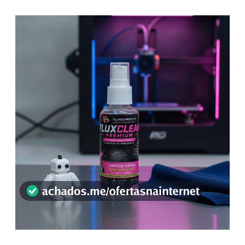 FluxClean 100ml para Limpeza Diária de Mesa de Impressora 3D com Esponja — Sem Enxágue