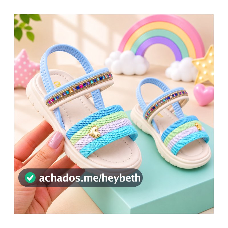 Sandália Infantil Menina Feminina Brilho Strass Colorido