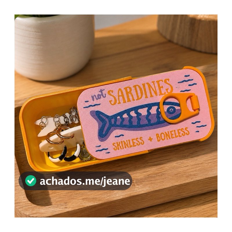 Porta-Joias de Viagem Lata de Sardinha Organizador de Joias Brincos Correntes Pulseira Aneis