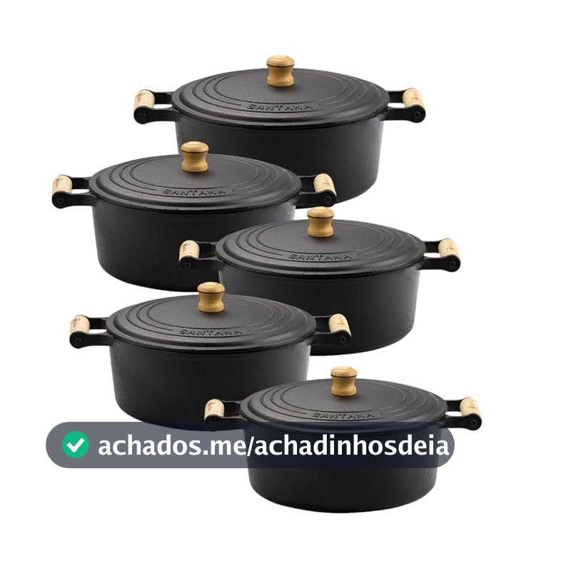 Panela de ferro com alça de madeira cm