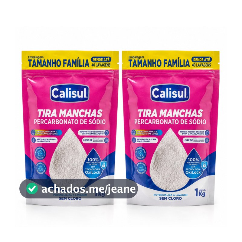 Kit 2 Percarbonato de Sódio Calisul 100% Puro Granulado Tira Manchas Roupas Brancas e Coloridas