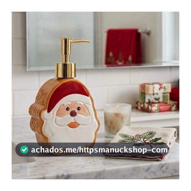 Porta Sabonete Dispenser Sabonete Líquido Natalino 250ml Cerâmica Luxo Decorativo Banheiro Lavabo