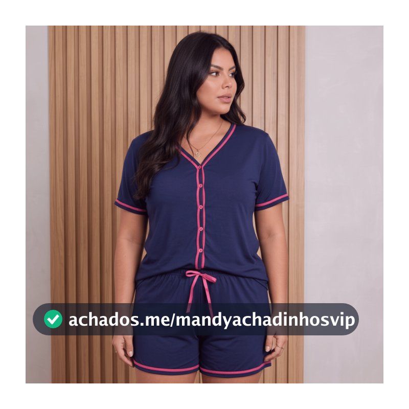 Pijama Plus Size Feminino com Botões para Amamentação Pós-Cirúrgico Blusa Manga Curta e Short