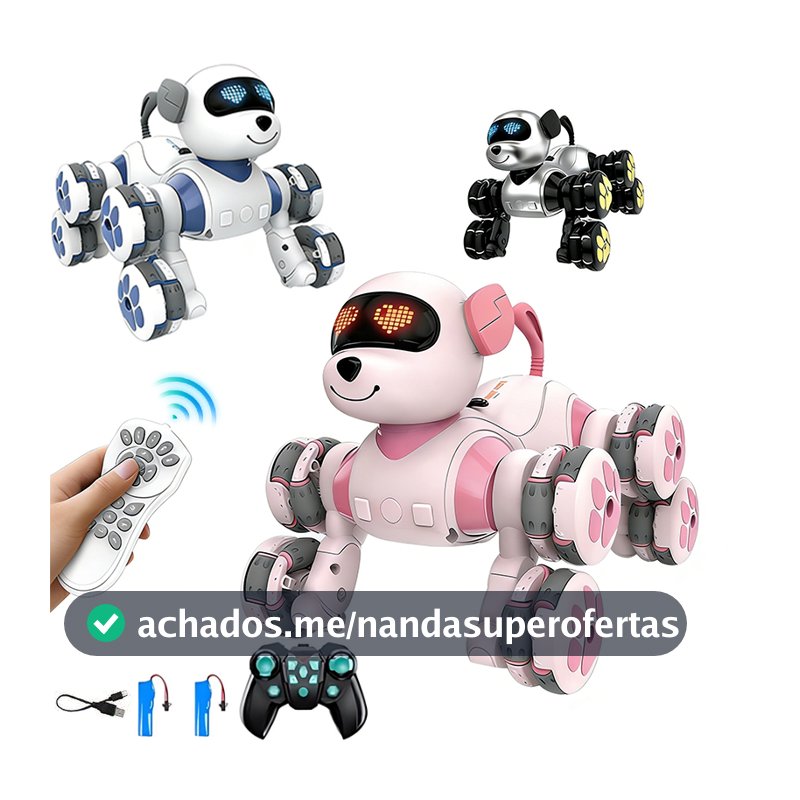 Cachorro Robô Inteligente com Controle Remoto – Pet Interativo Programável que Dança e Canta para Crianças 3–8AnoS