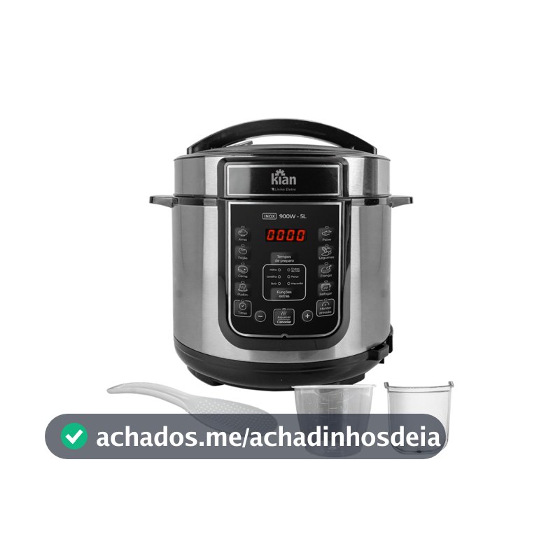 Panela de Pressão Elétrica Kian 5 Litros 900W 127V  Inox/Preto PPE-101