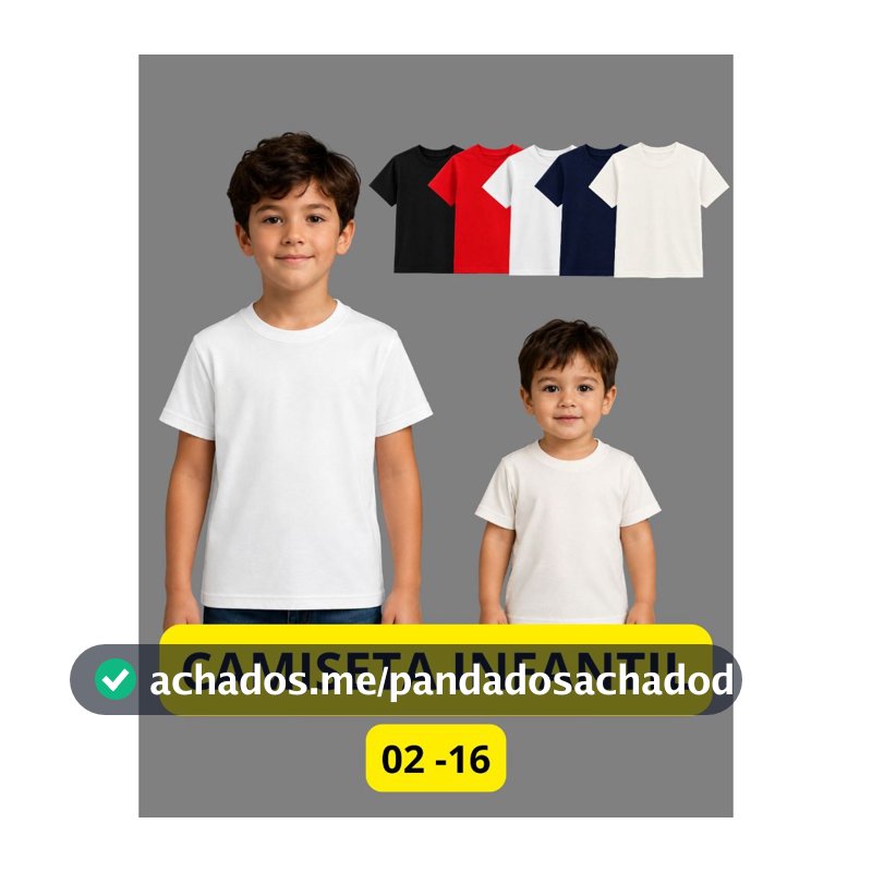 Camiseta Infantil Lisa Básica 100% Algodão Confortável