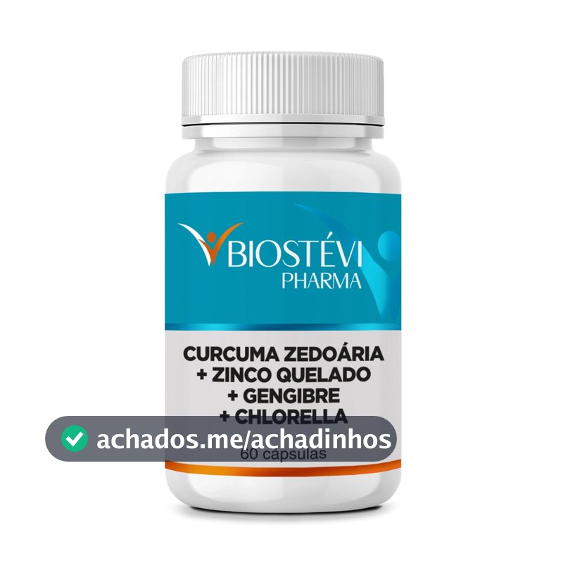 Suplemento para Mau Hálito Cúrcuma Zedoária + Zinco Quelado + Gengibre + Chlorella 60 Cápsulas
