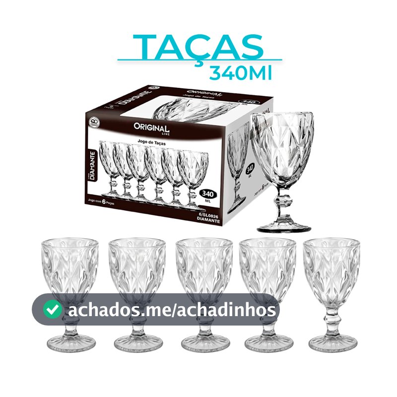 Jogo 2/4/6 Taças Vidro Diamond Bico Jaca Abacaxi Conjunto Taça Para Água Vinho Tinto Suco Diamante