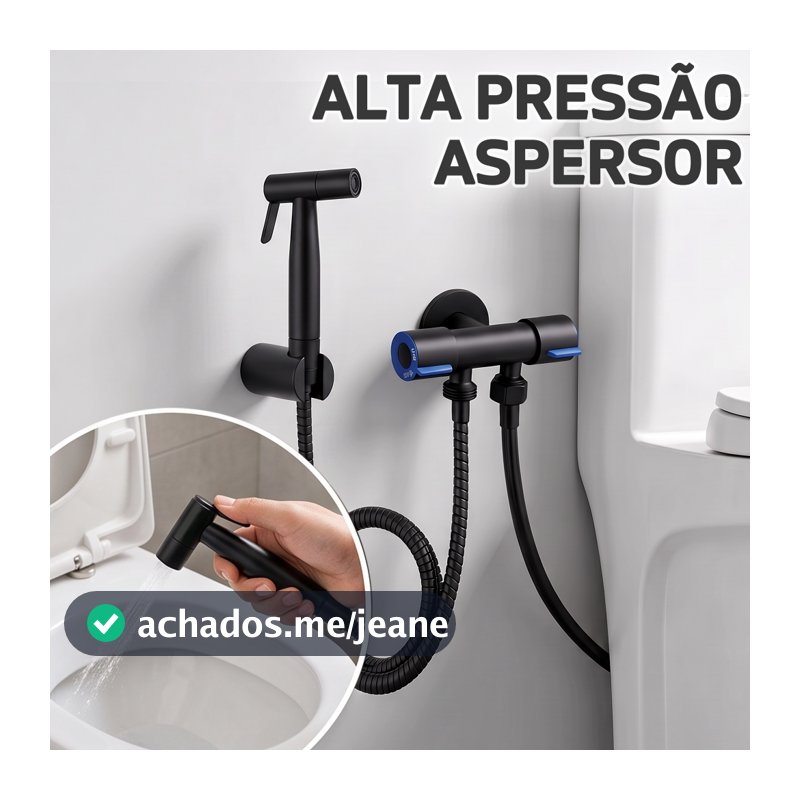Kit Ducha inoxidável  Higiênica  Escovado Banheiro Lavabo-PRETO