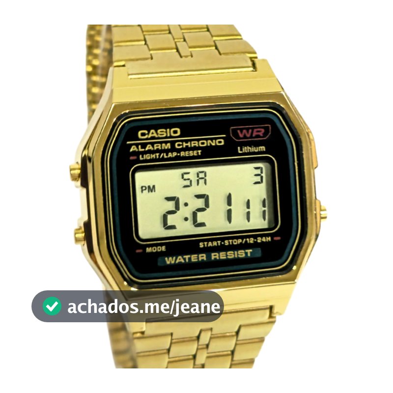 Relógio Casio Digital Vintage Unissex Dourado A159WGEA-1DF
