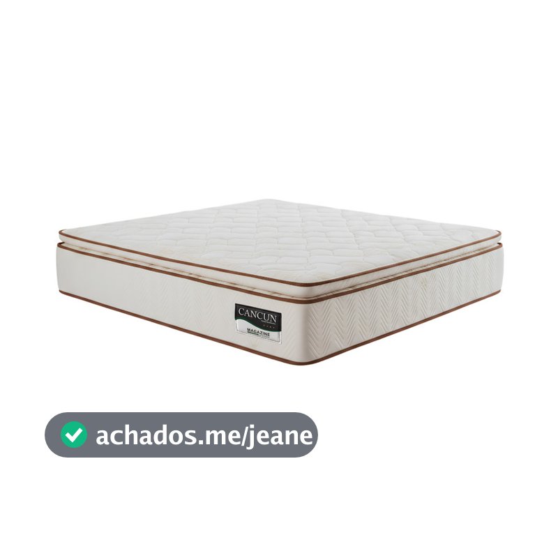Colchão Casal Molas Ensacadas Cancun com Pillow Top Para Cama Box Madeira Estofados 138x188x32cm
