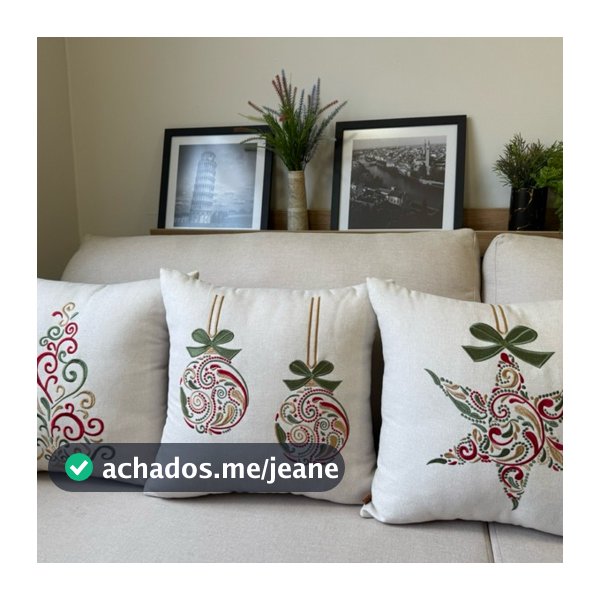 Kit Almofadas de Natal Bordadas 45x45cm com enchimento