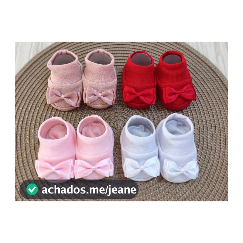 MEIA SAPATINHO DE BEBE KIT COM 4 PARES ALGODAO MENINA