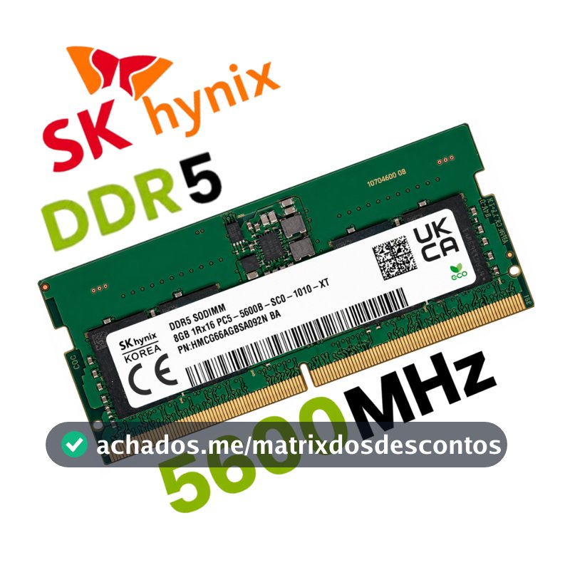 Memoria Ram DDR5 8GB 5600MHZ 4800MHZ SK HYNIX/SAMSUNG/ZILIA/CRUCIAL  1RX16 SODIMM