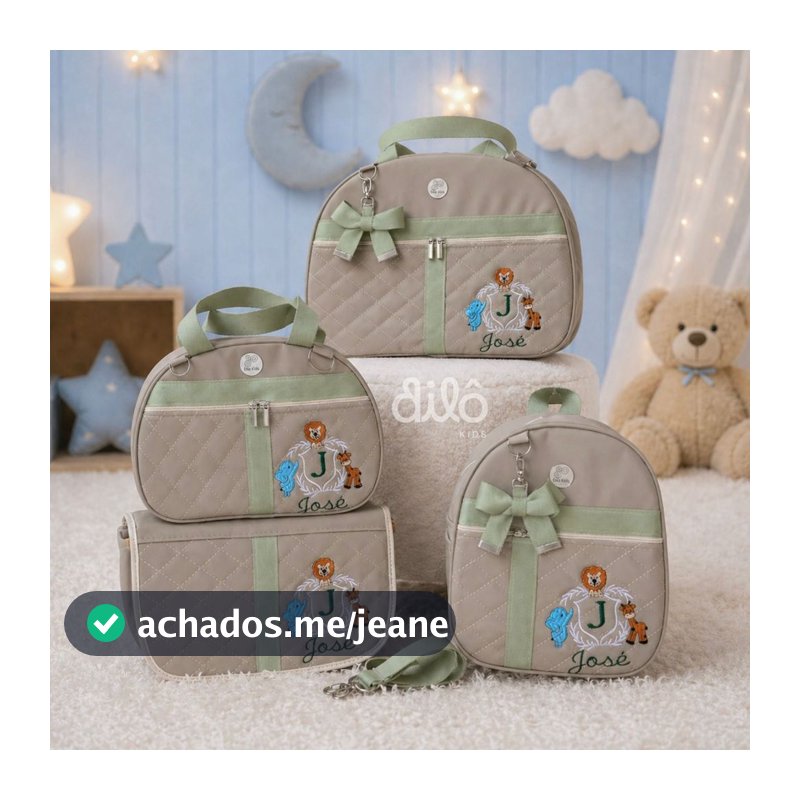 Bolsa maternidade safari personalizada. Kit de bolsas safari personalizada luxo. Dilô Kids
