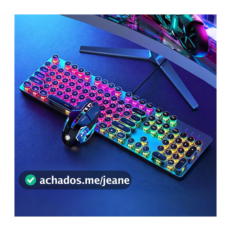 KIT Teclado 100% mecânico Punk Esports + mouse para jogos Um item obrigatório para os jogadores -H7