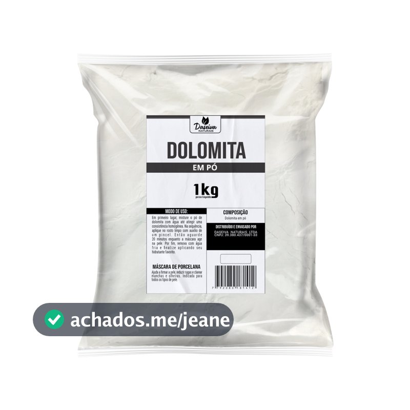Dolomita em Pó 1kg Uso Estético Cosmético Máscara Facial Natural