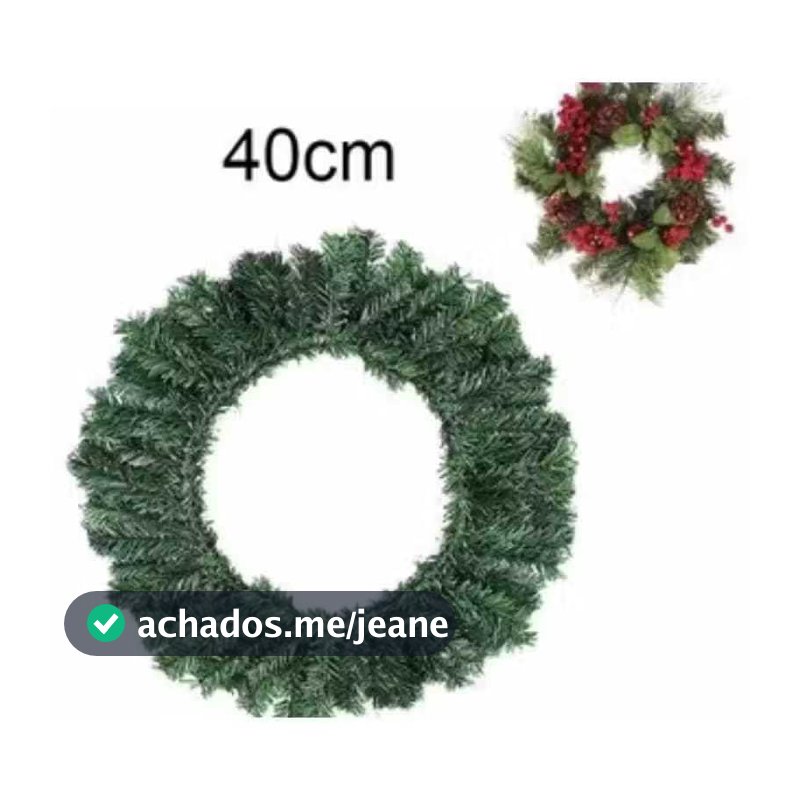 Guirlanda de Natal 40cm Crua Sem Enfeites Monte sua Decoração Natalina Fim de Ano - Decoração