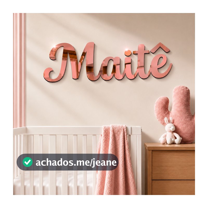 Nome em Acrílico Espelhado Personalizado Fácil instalação Quarto Infantil Festas e Decoração