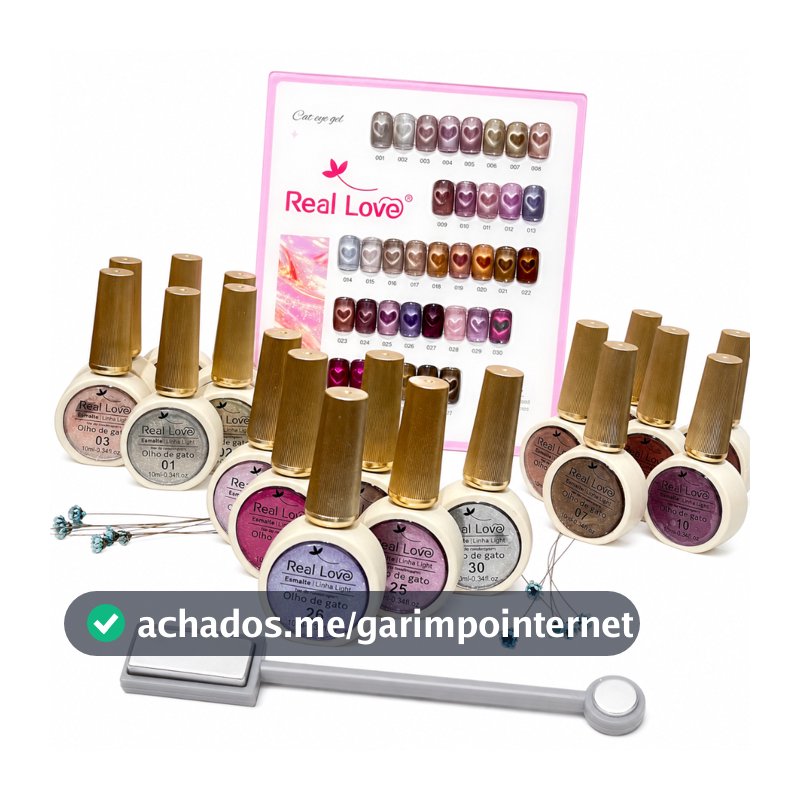 Kit 6 Esmalte em Gel Magnetico Real Love + Imã  Cores Sortidas