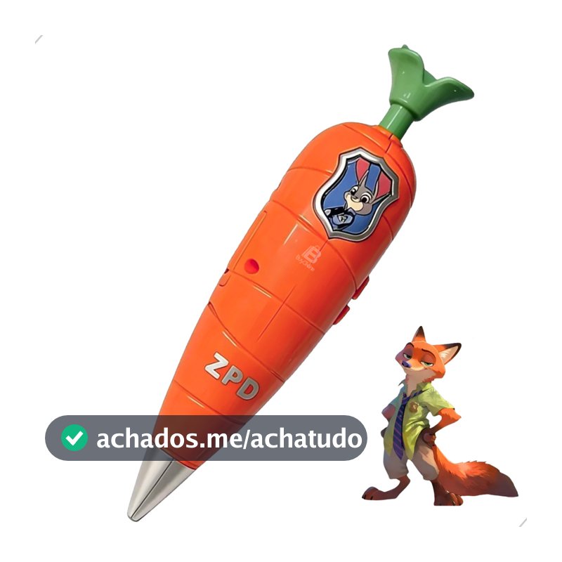 Caneta Gravador De Voz Cenoura Finnick Zootopia Fofo Escolar
