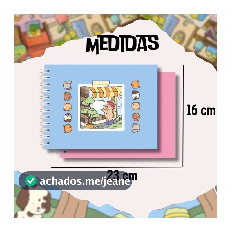 Livro de Desenho Fofo A5 com Ursos – Papel Grosso 180g + Folha de Acetato Inclusa