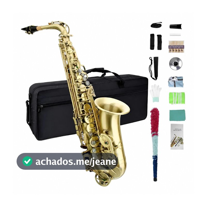 Saxofone Alto em Mib (Eb), Acabamento em Laca Dourada, Saxofone Para Iniciantes, Estudantes, Profissional Orquestra
