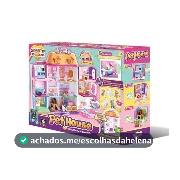 Casa Boneca Pet House Maleta Portátil 3D Acessórios Plástico Infantil Pimpi