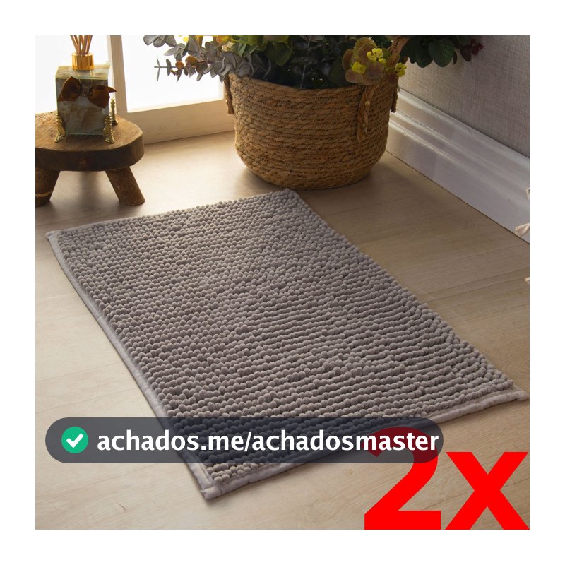 Kit 2 Tapetes De Banheiro Bolinha Popcorn Antiderrapante Chenille Macio Lavável