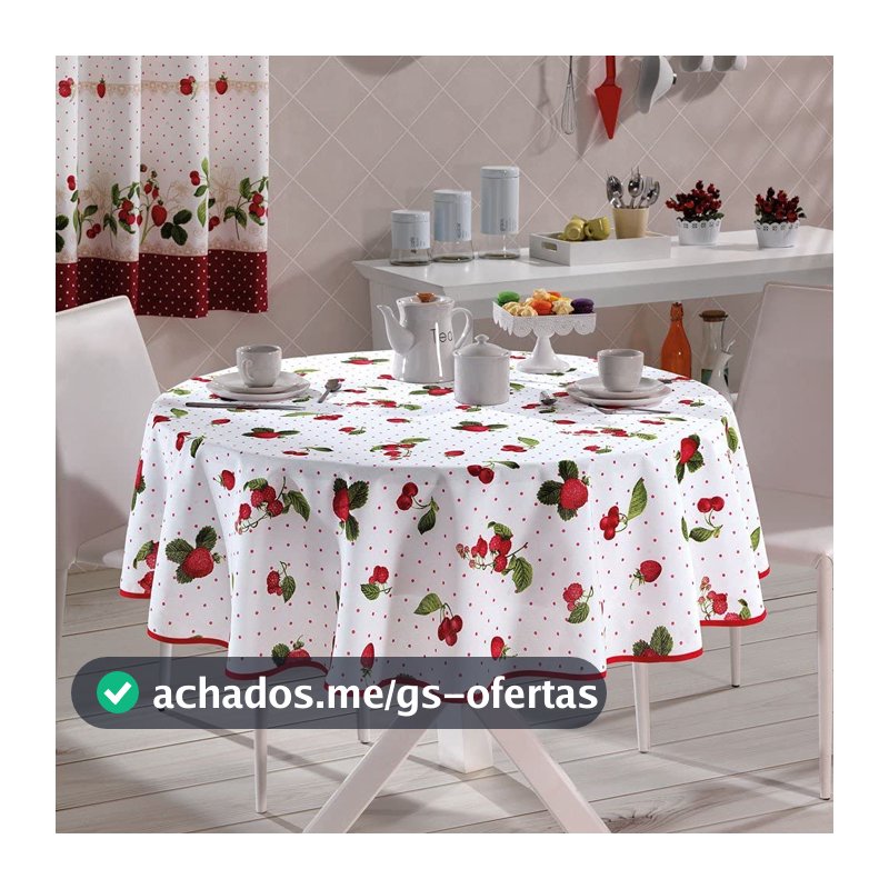 Toalha de Mesa Redonda 4 Cadeiras Dohler Clean Limpa Fácil 1,60m