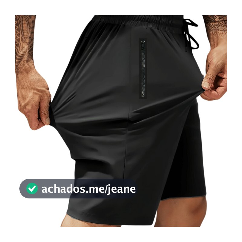 Bermuda maculina academia  tactel com elastano  bolso com ziper