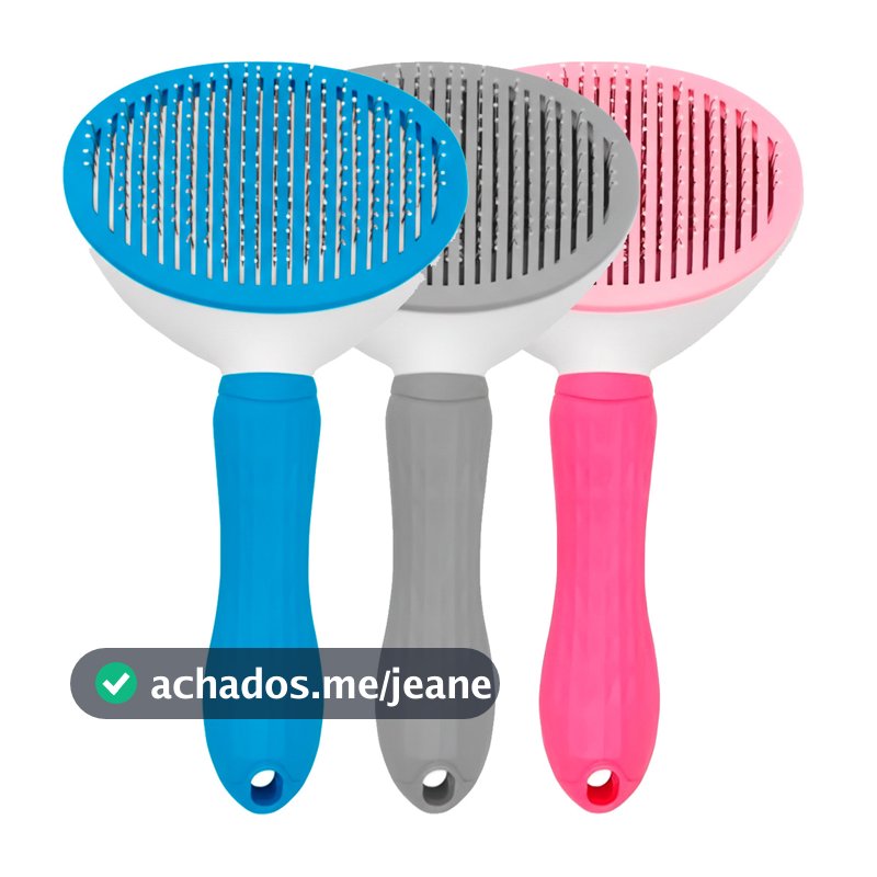 Escova Rasqueadeira Automática Remove Pelos Fácil Seguro Gatos Cachorro Plástico Cerdas Borracha