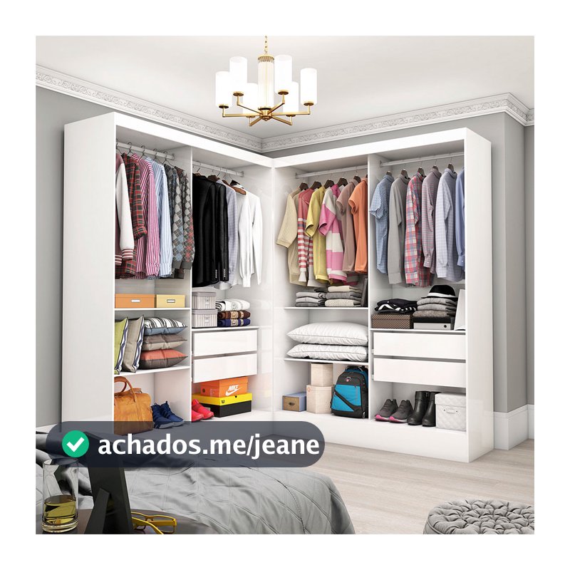 Closet Casal Duplo Dubai Premium 4 Gavetas Carioca Móveis
