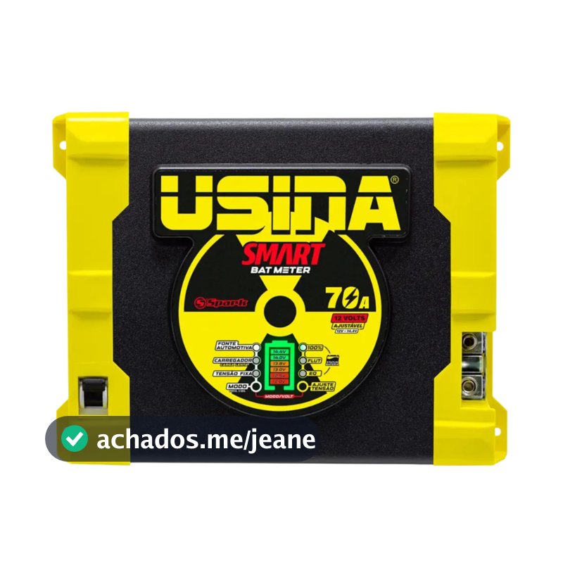 Fonte e Carregador de Bateria Usina Smart Bat Meter 70A 12V Bivolt Som Automotivo